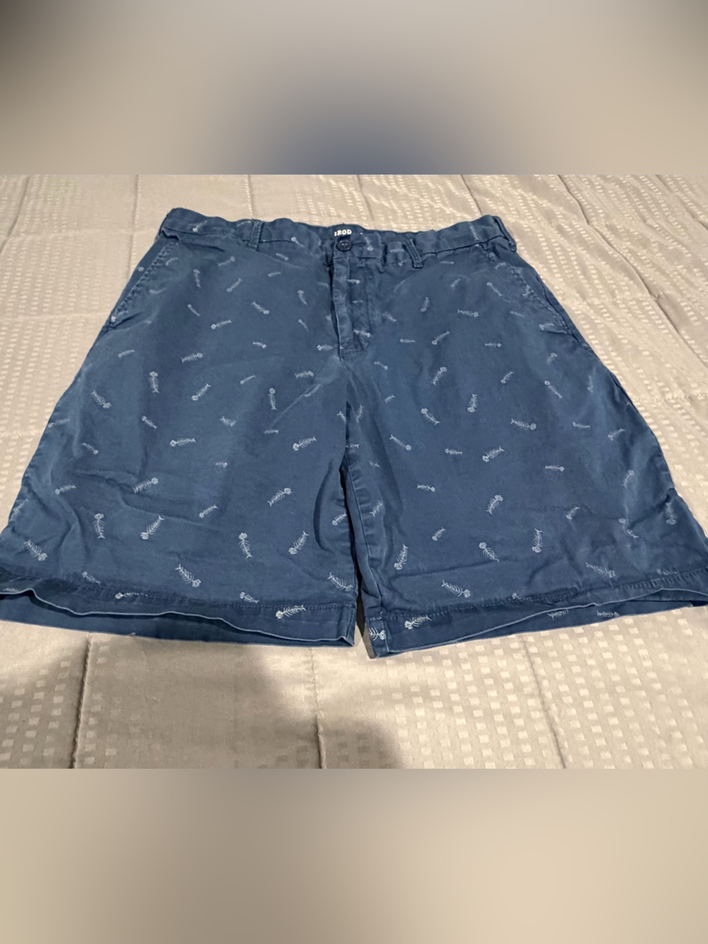 Izod Navy Blue Patterned Cotton Shorts